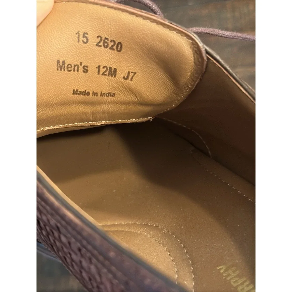 Johnston & Murphy Brown Leather Basket Weave Oxfords Men's 12M #15-0673‎